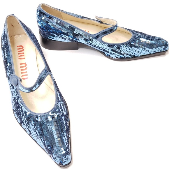 Miu Miu Shoes - MIU MIU blue sequined loafer style  sz 5.5